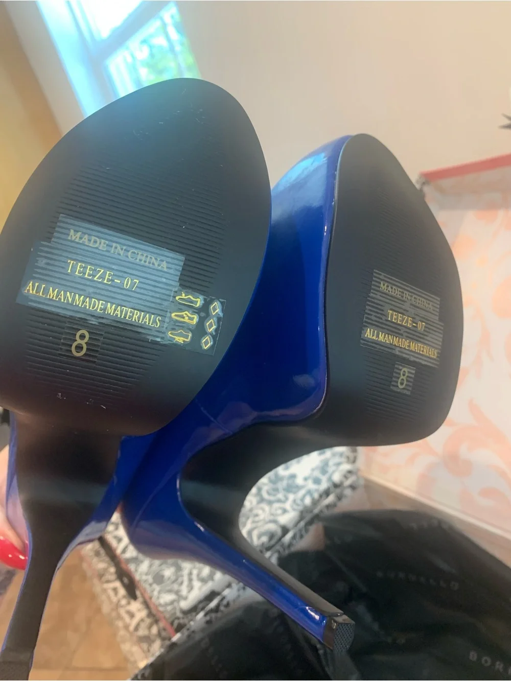 Pleaser Blue Patent Mary Jane Platform Heels
